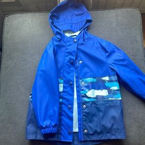Cat & Jack Raincoat Blue Wind Water Resistant Zip Snap Boys xs
